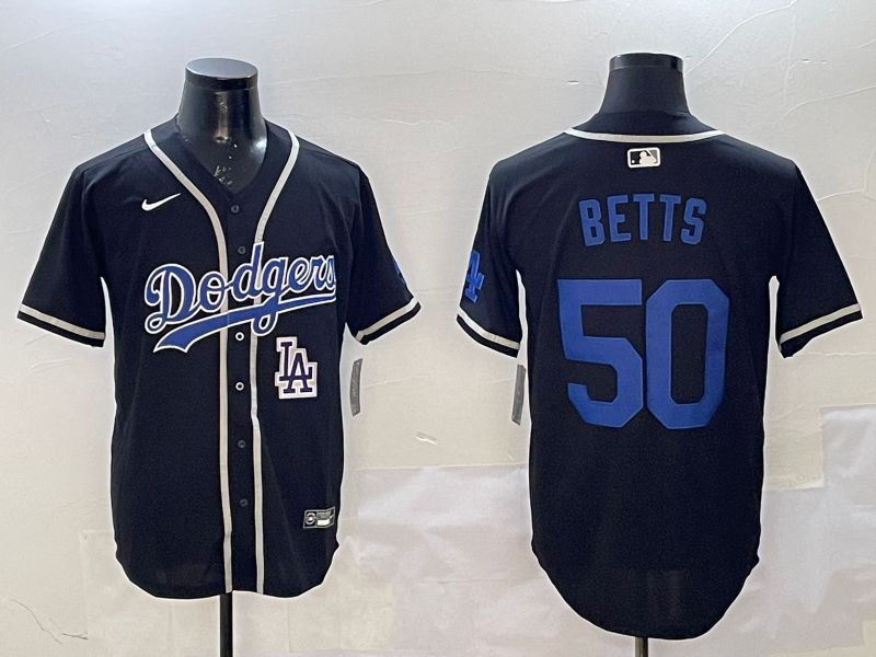 Men Los Angeles Dodgers #50 Betts Black Fashion Game 2025 Nike MLB Jersey style 6